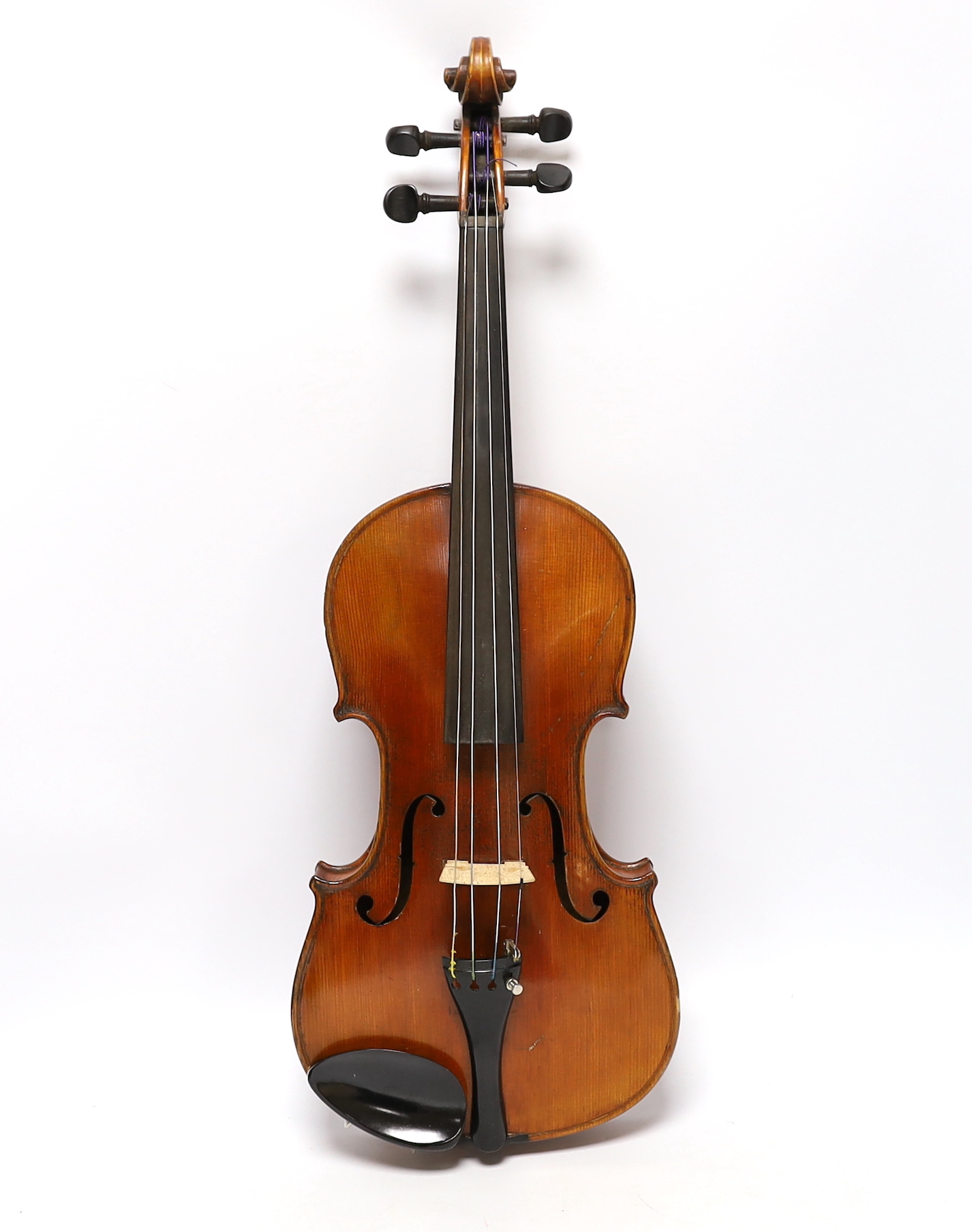 A cased early 20th century French violin, bears Strad label
